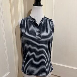 Olivia Moon Navy and Cream Striped Top